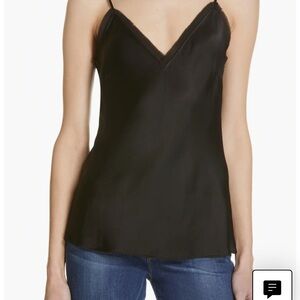 Frame Black Fray Edge Satin Camisole